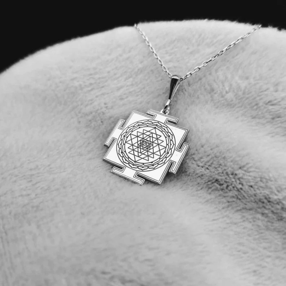 925 Silver Sriyantra Sacred Geometry Necklace