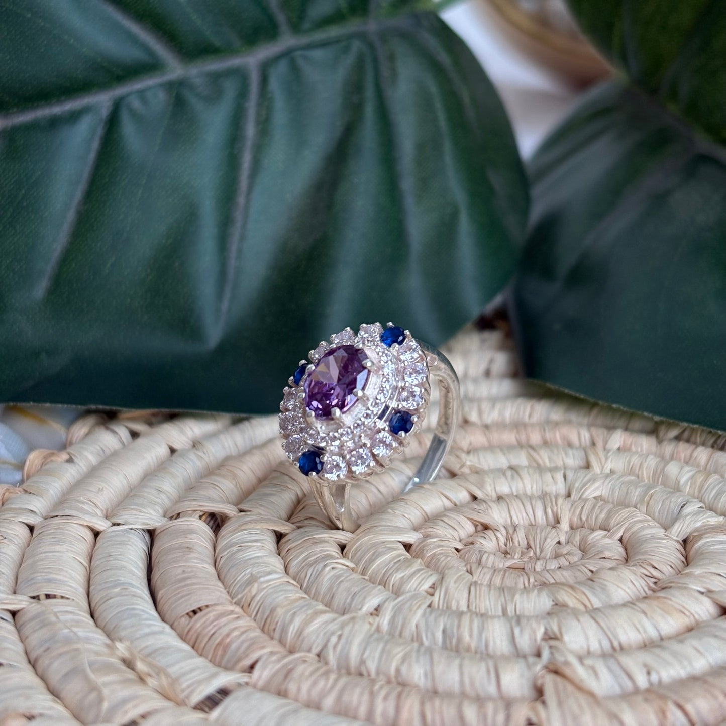 Natural Amethyst 925 Pure Silver Statement Ring
