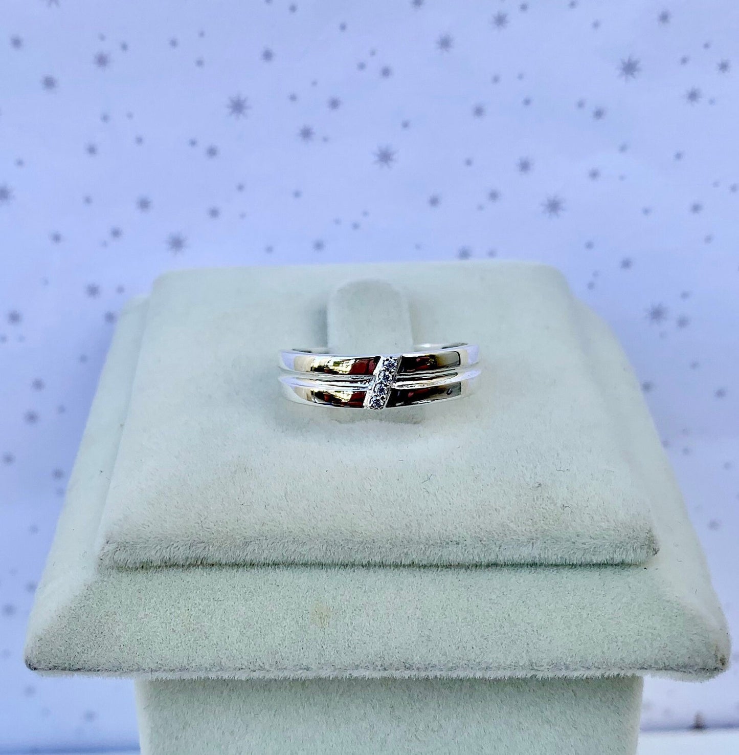 Moissanite Diamond Band- 925 Pure Silver Minimalistic Ring