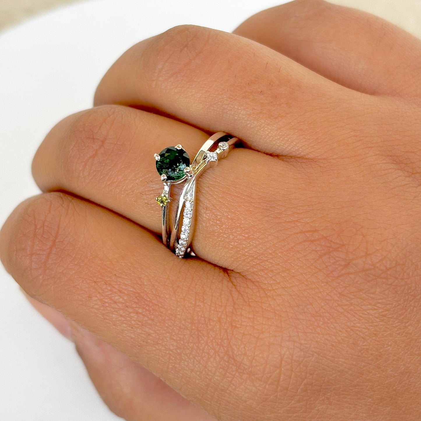 925 Pure Silver Natural Emerald Ring