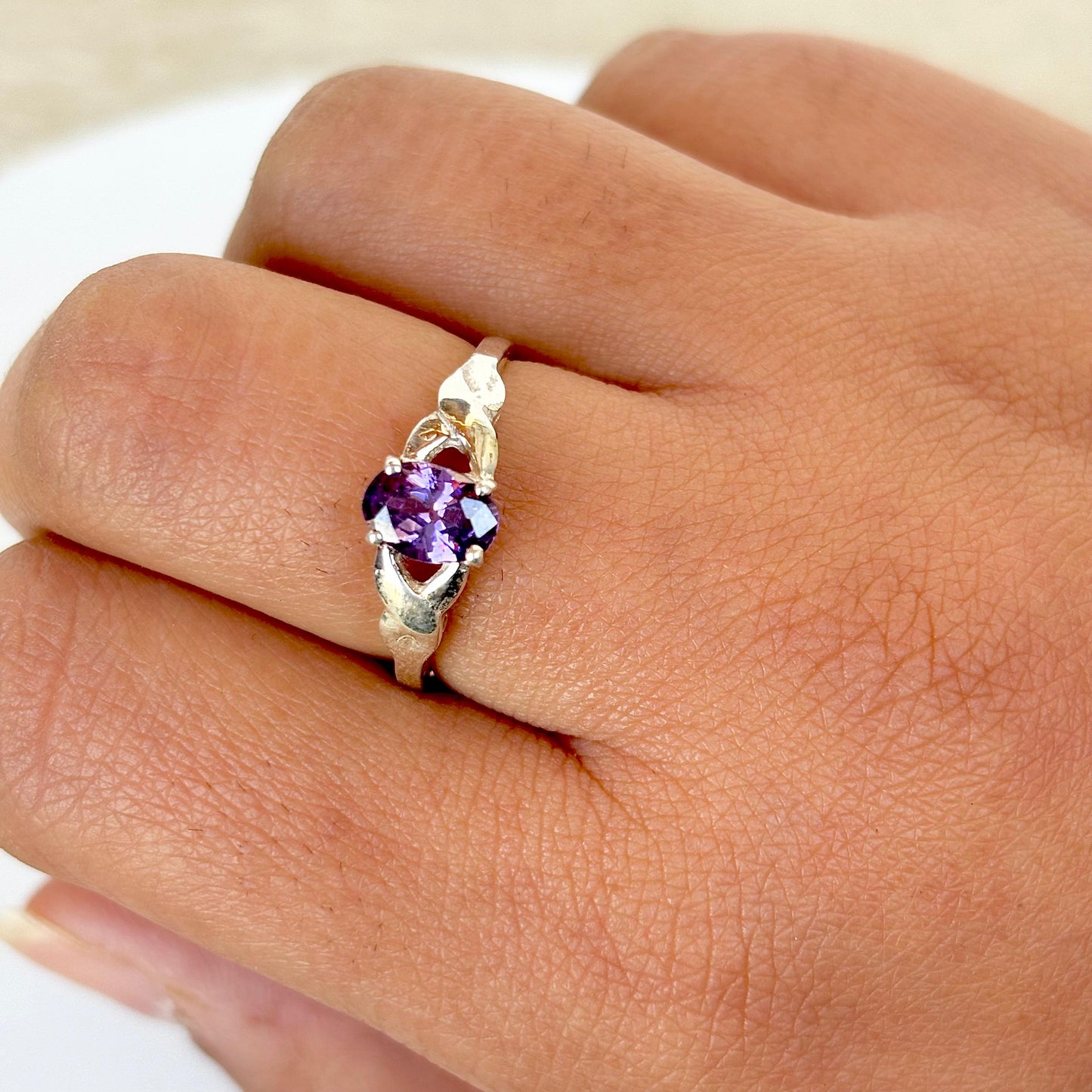 925 Pure Silver Natural Amethyst Ring