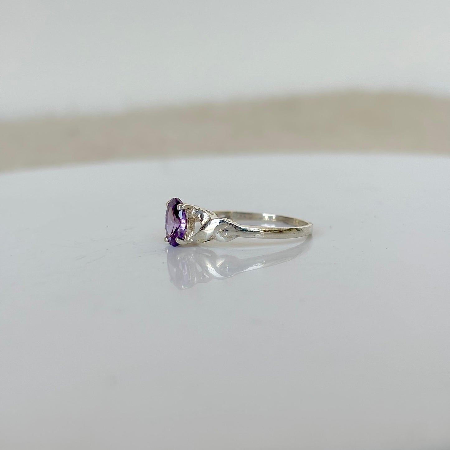 925 Pure Silver Natural Amethyst Ring