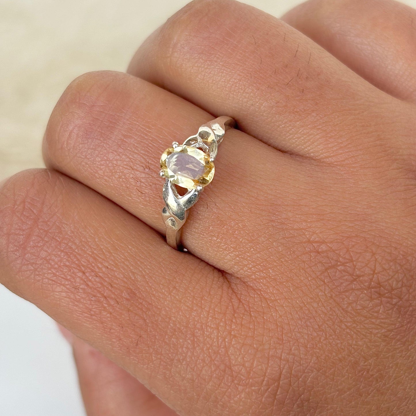 Natural Citrine 925 Pure Silver Oval Cut November Birthstone Ring