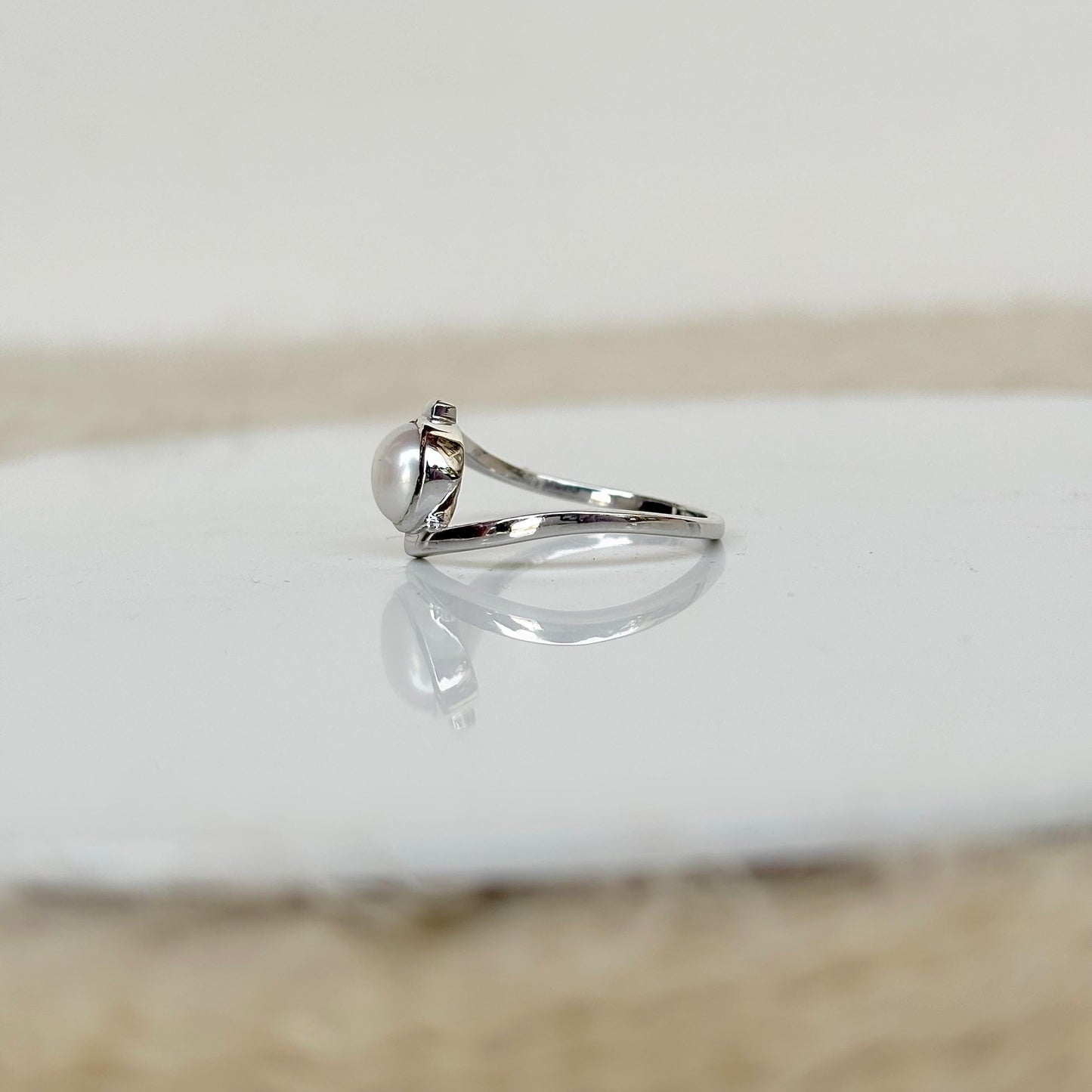 Natural Freshwater Pearl Ring 925 Silver Pearl June Birthstone Ring