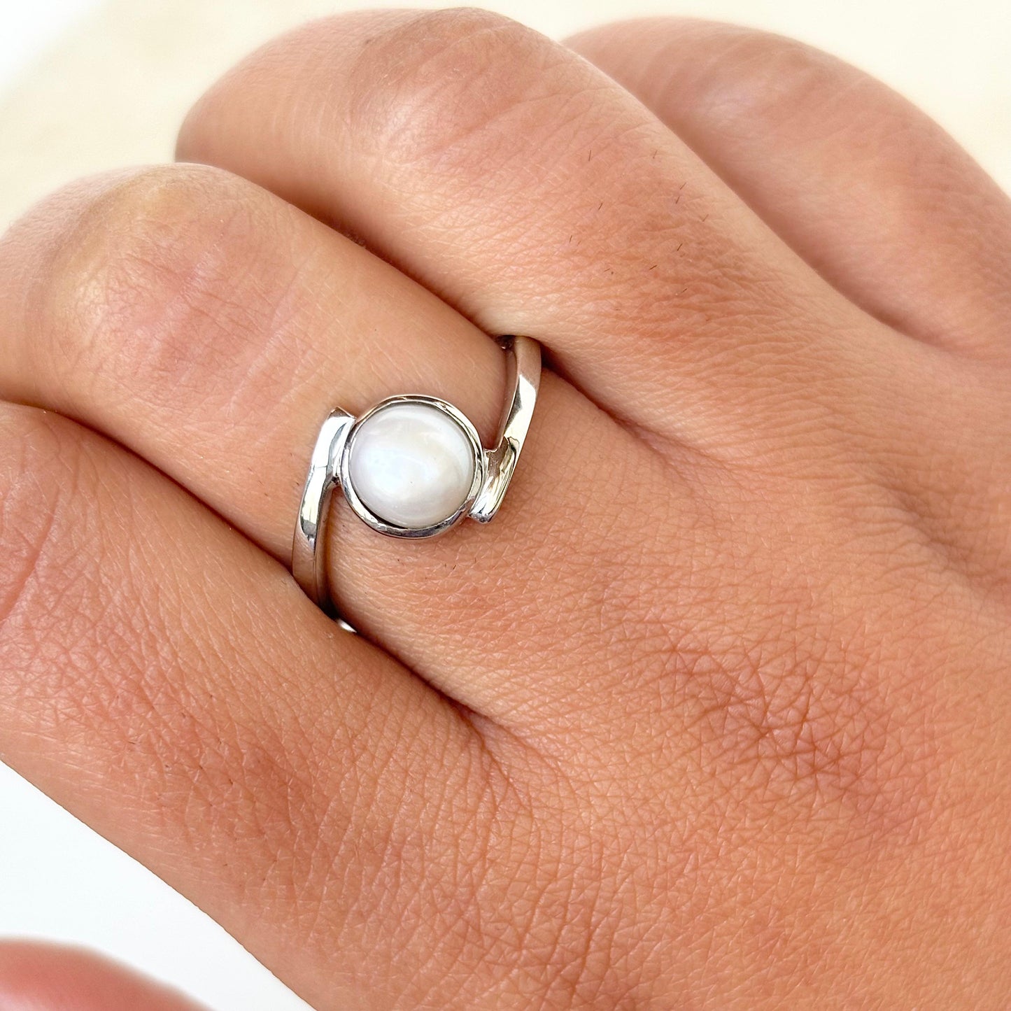 Natural Freshwater Pearl Ring 925 Silver Pearl June Birthstone Ring