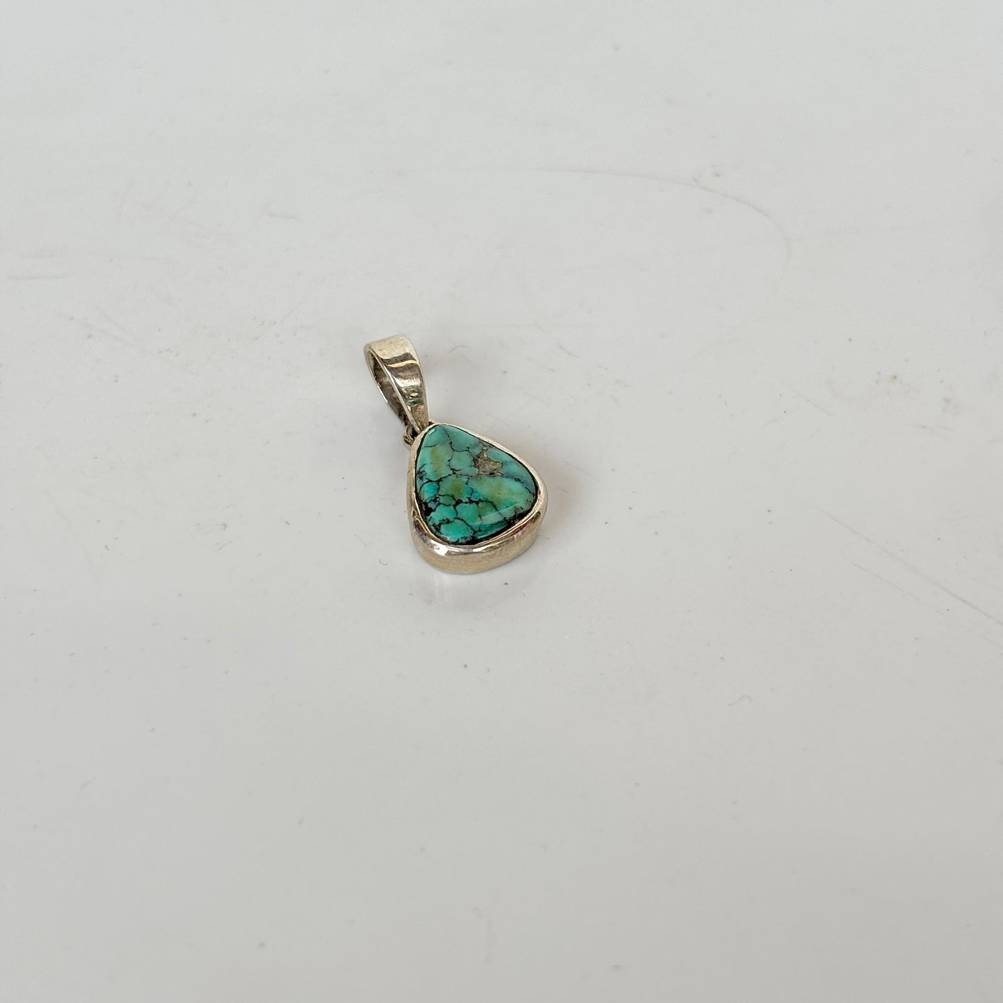 Natural Blue Turquoise 925 Pure Silver Solitaire Pendant Necklace