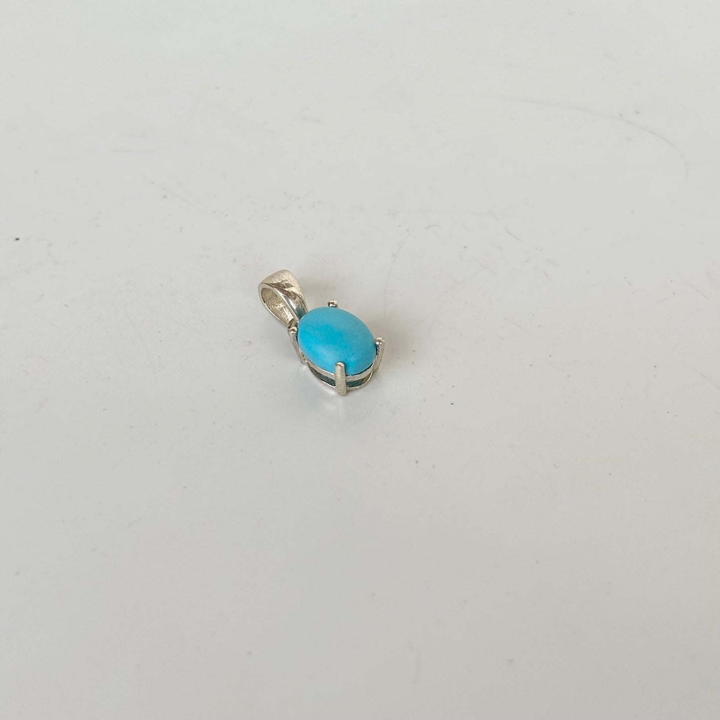 925 Pure Silver Natural Blue Turquoise Solitaire Pendant Necklace