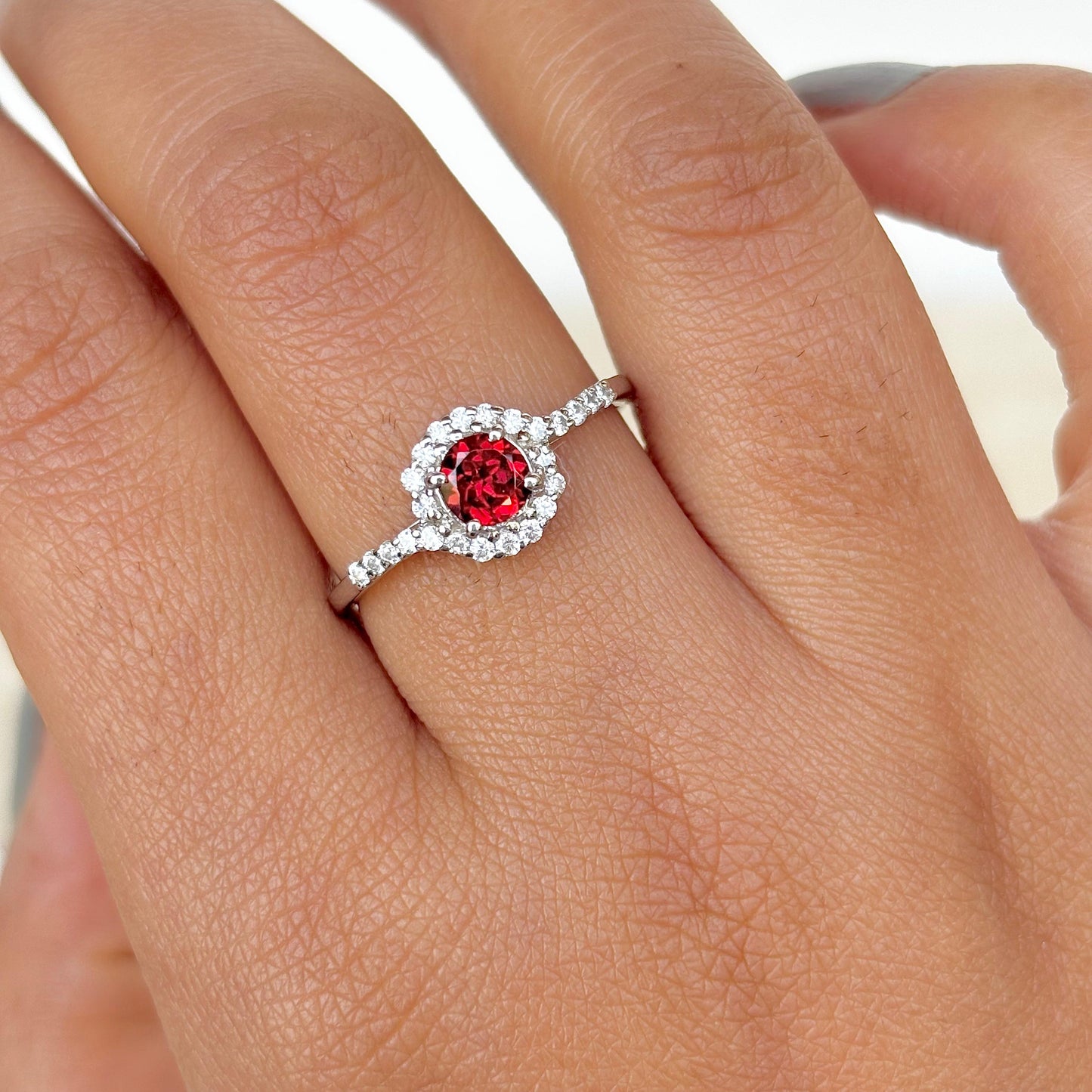 925 Pure Silver Natural Garnet Ring- January Birthstone