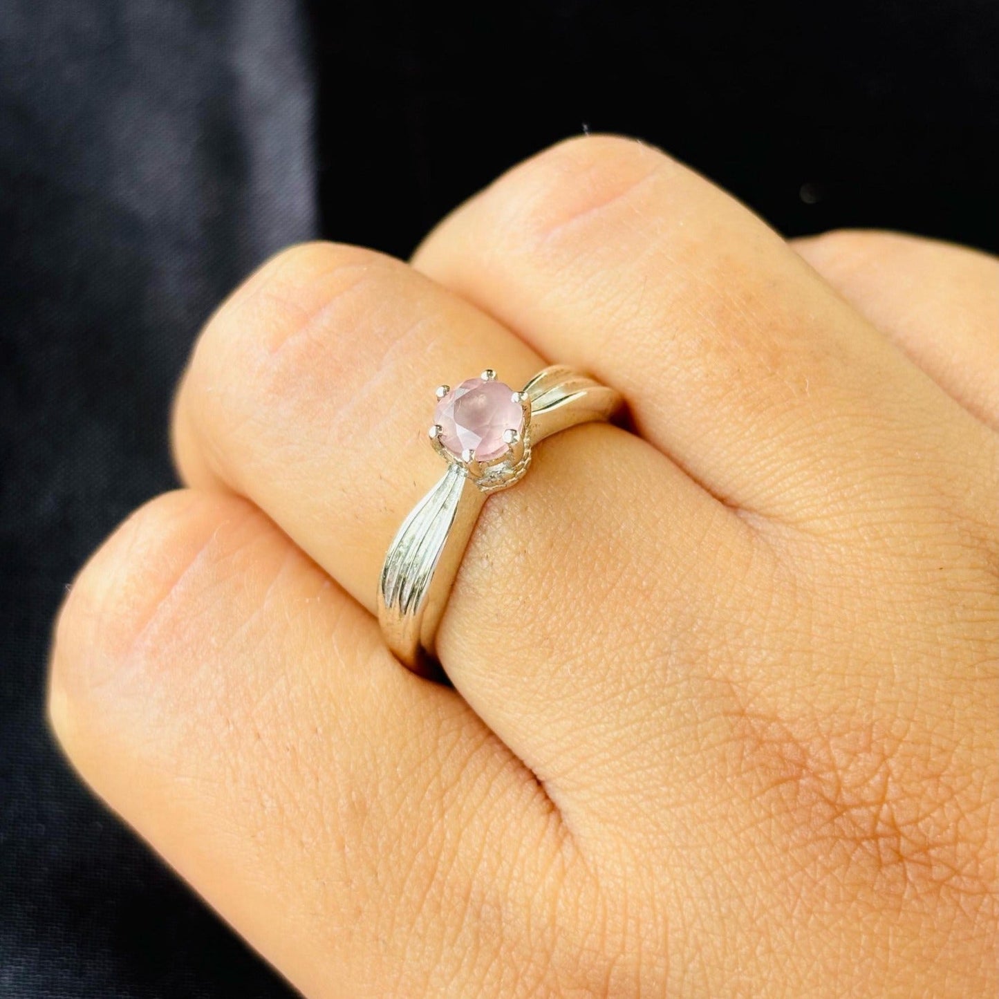 Elegance in Natural Pink-The Rose Quartz Ring