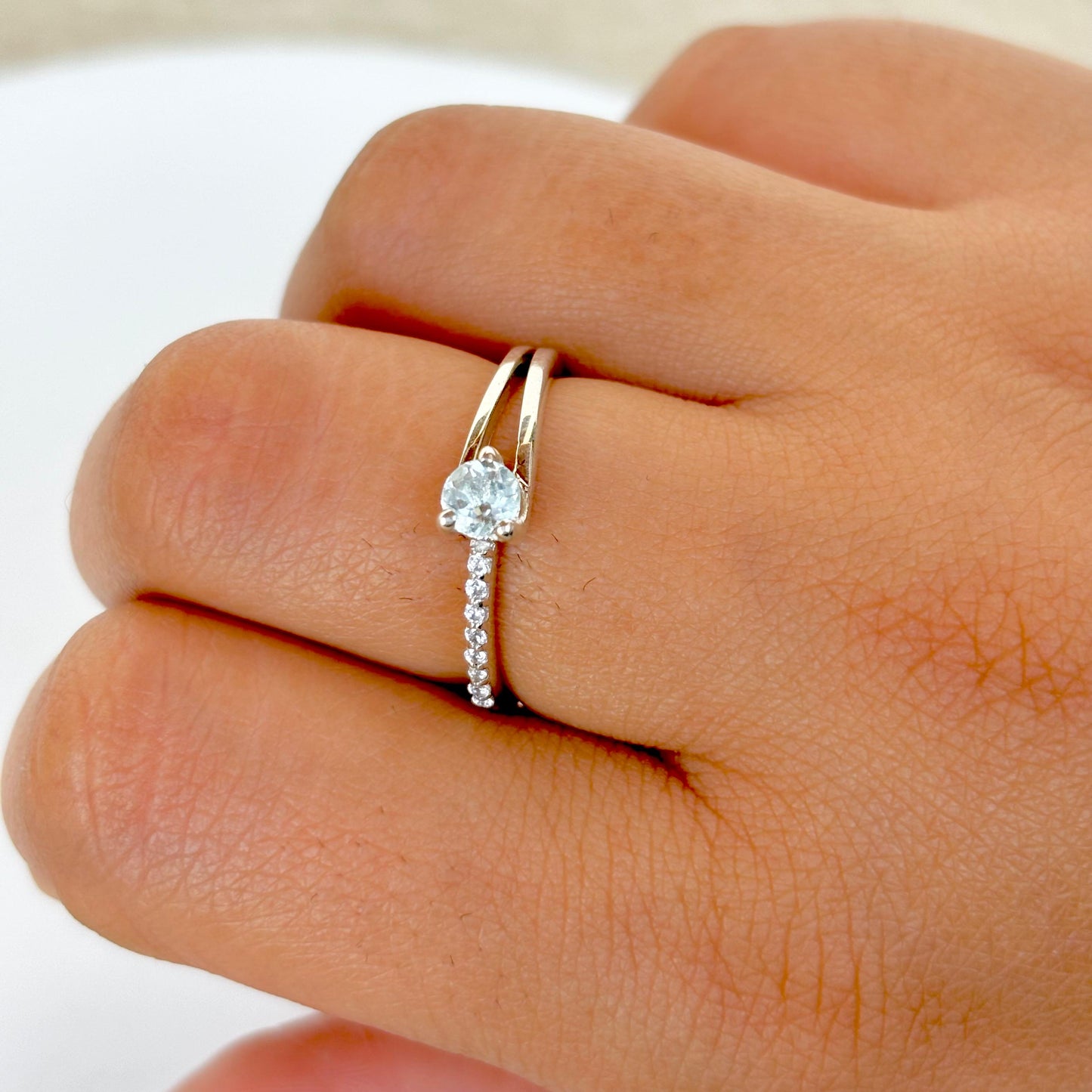 925 Silver Natural Blue Topaz Minimalistic Ring