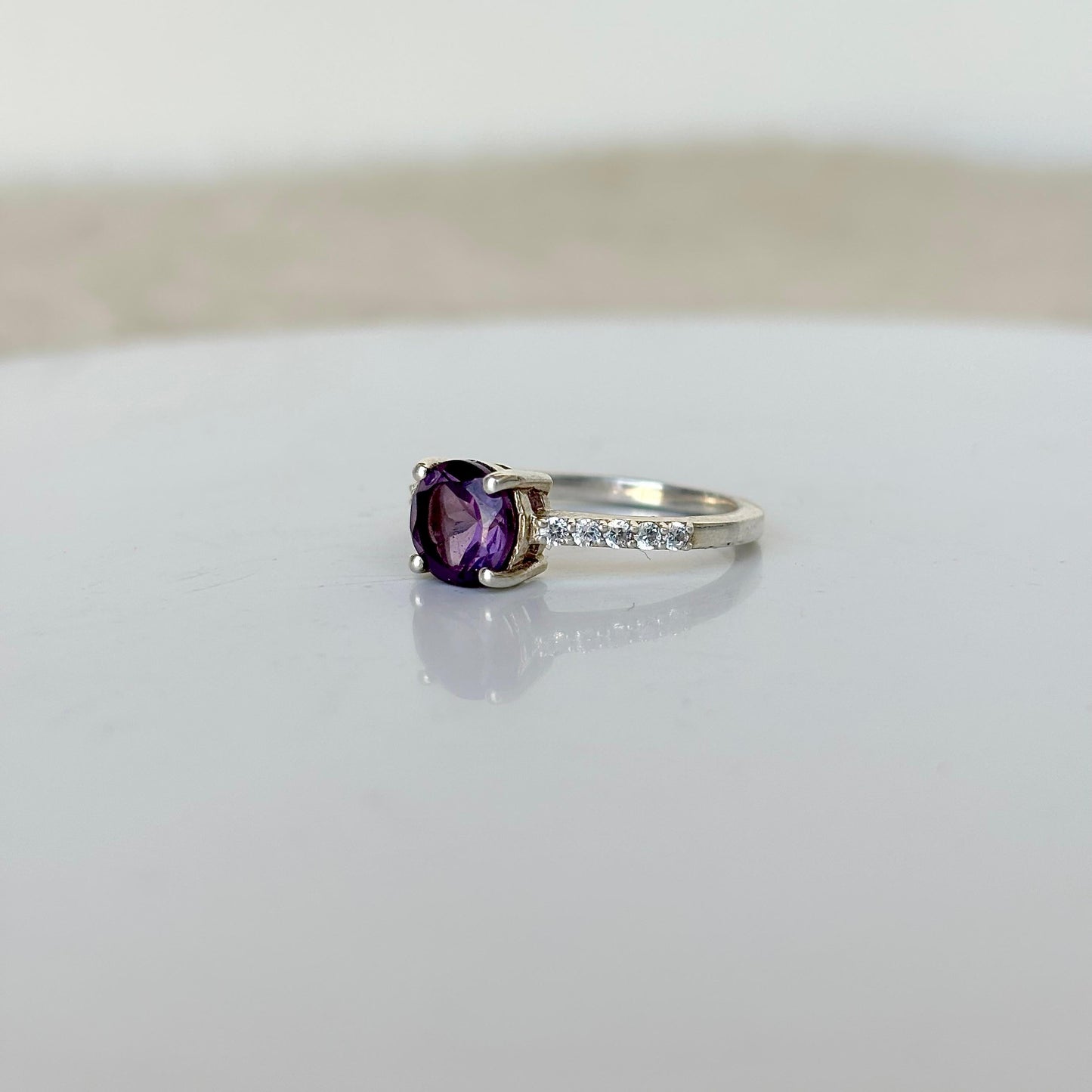 Deep Violet Majesty- 925 Silver Dark Natural Amethyst Ring