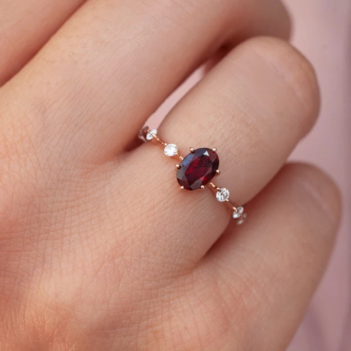 925 Pure Silver Natural Garnet Ring  – Certified