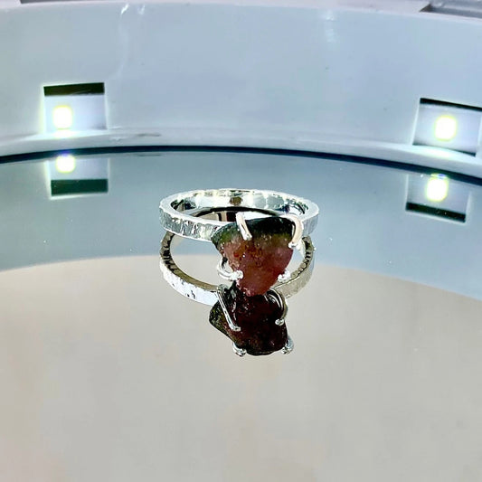 Handcrafted Watermelon Tourmaline 925 Pure Silver Ring