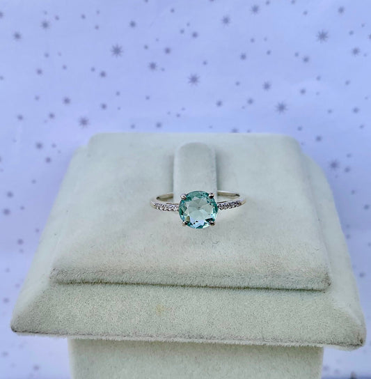 Natural Blue Topaz Round Shape 925 Pure Silver Minimalistic Ring