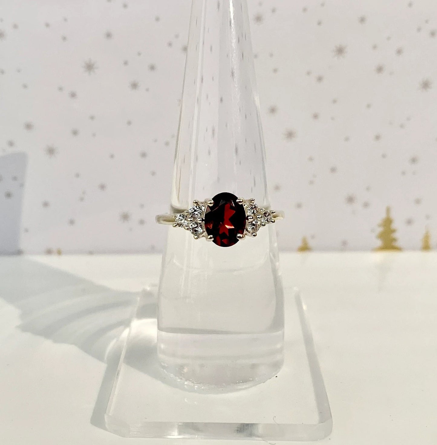 Natural Garnet Oval Cut 925 Silver - Engagement Red Love Ring January Birthstone