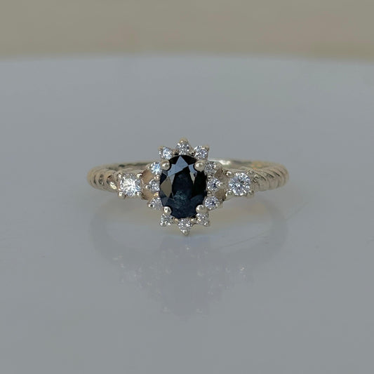 925 Pure Silver Oval Cut Natural Blue Sapphire Ring
