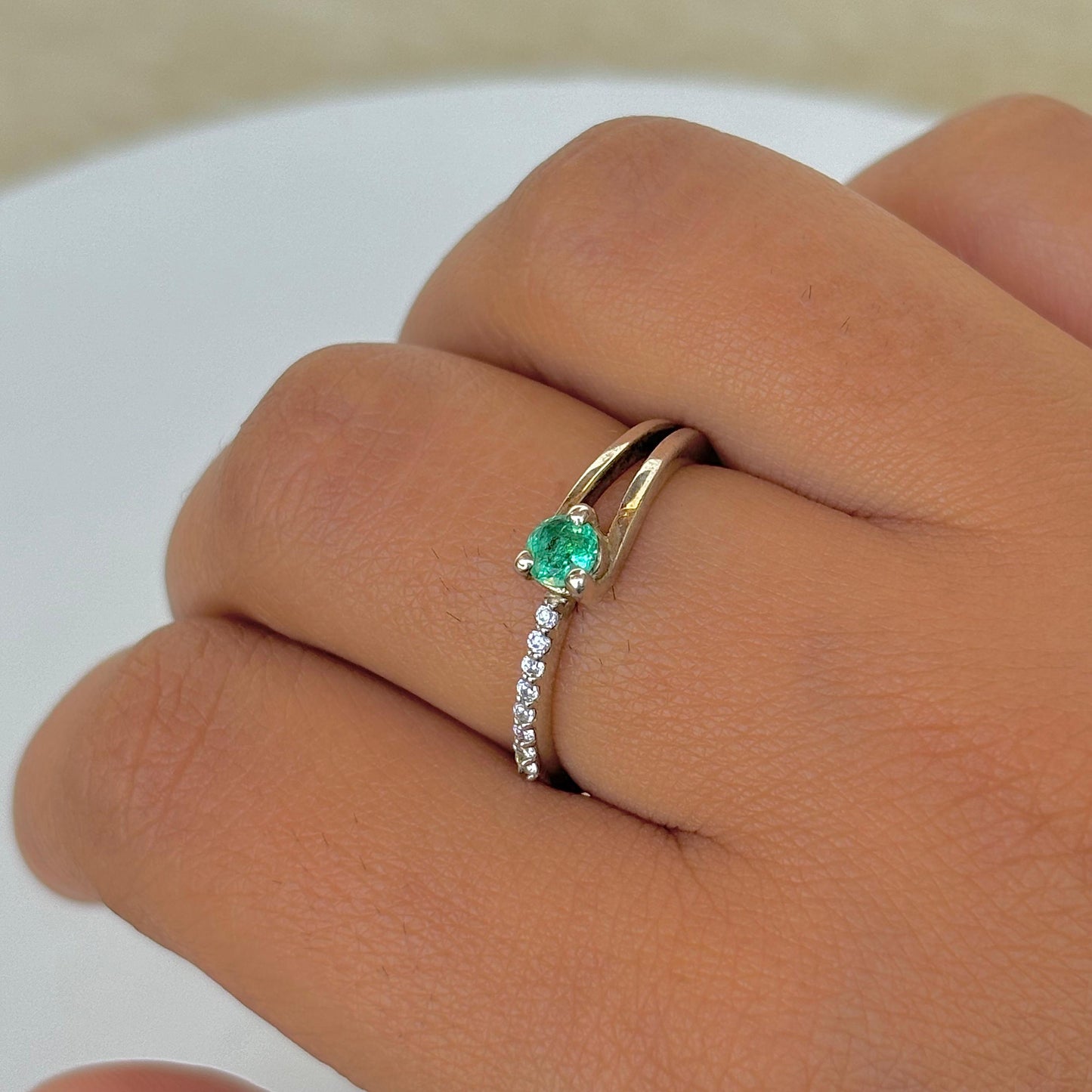 925 Pure Silver Natural Emerald Ring