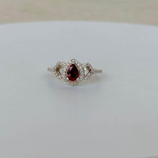 Radiant Natural Ruby Pear Cut 925 Pure Silver Statement Ring Memorable Gift For Her