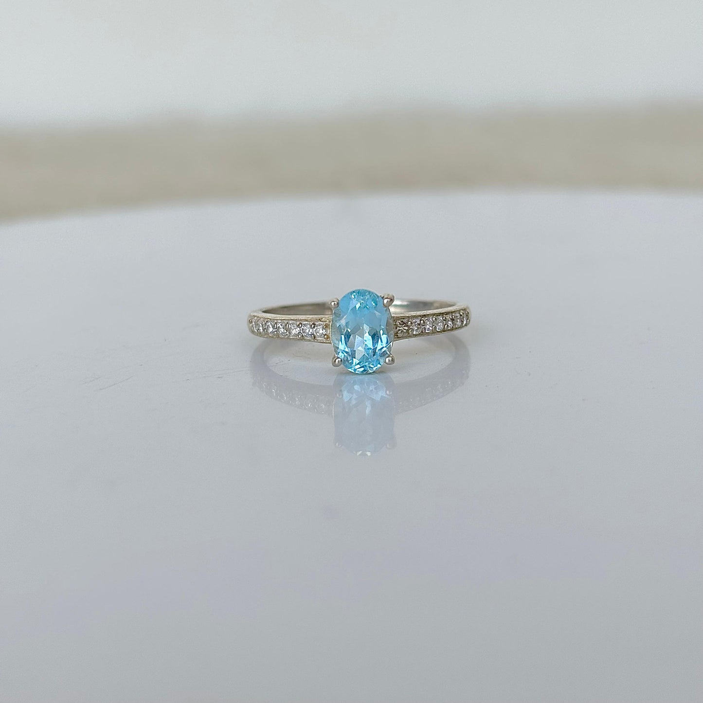 Azure Elegance: 925 Silver Natural Blue Topaz Ring for Her