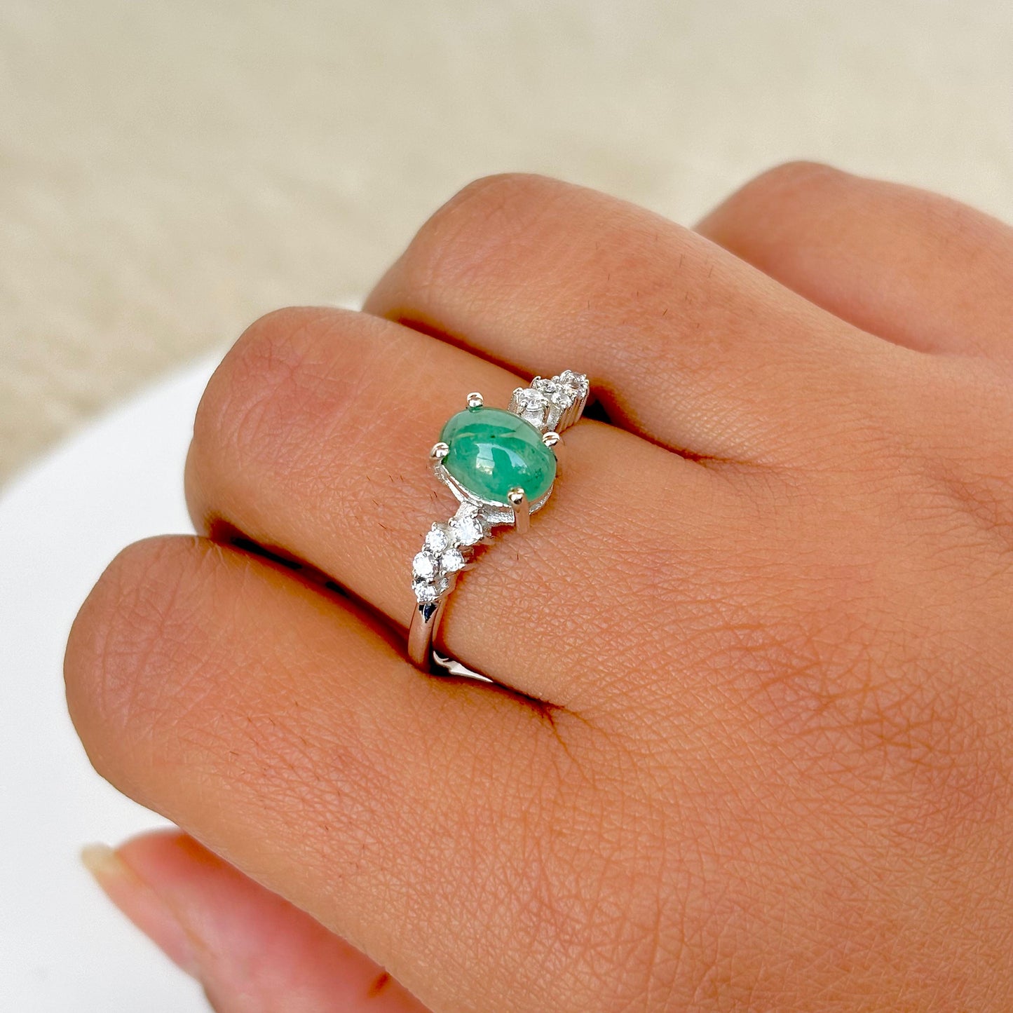 925 Pure Silver Natural Emerald RIng