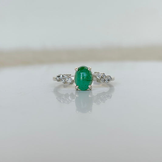 925 Sterling Silver Natural Emerald RIng