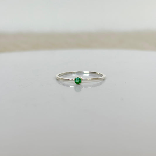 925 Pure Silver Minimal Natural Emerald Ring