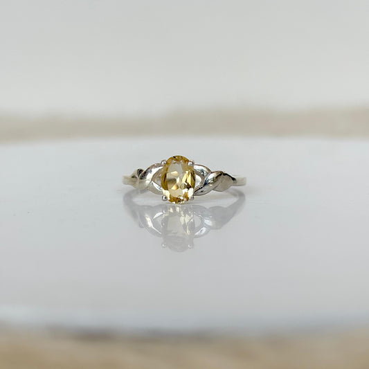 Natural Citrine 925 Pure Silver Oval Cut November Birthstone Ring