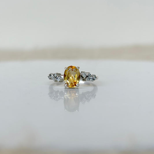 925 Pure Silver Natural Citrine Ring