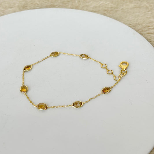 925 Pure Silver Natural Citrine Bracelet