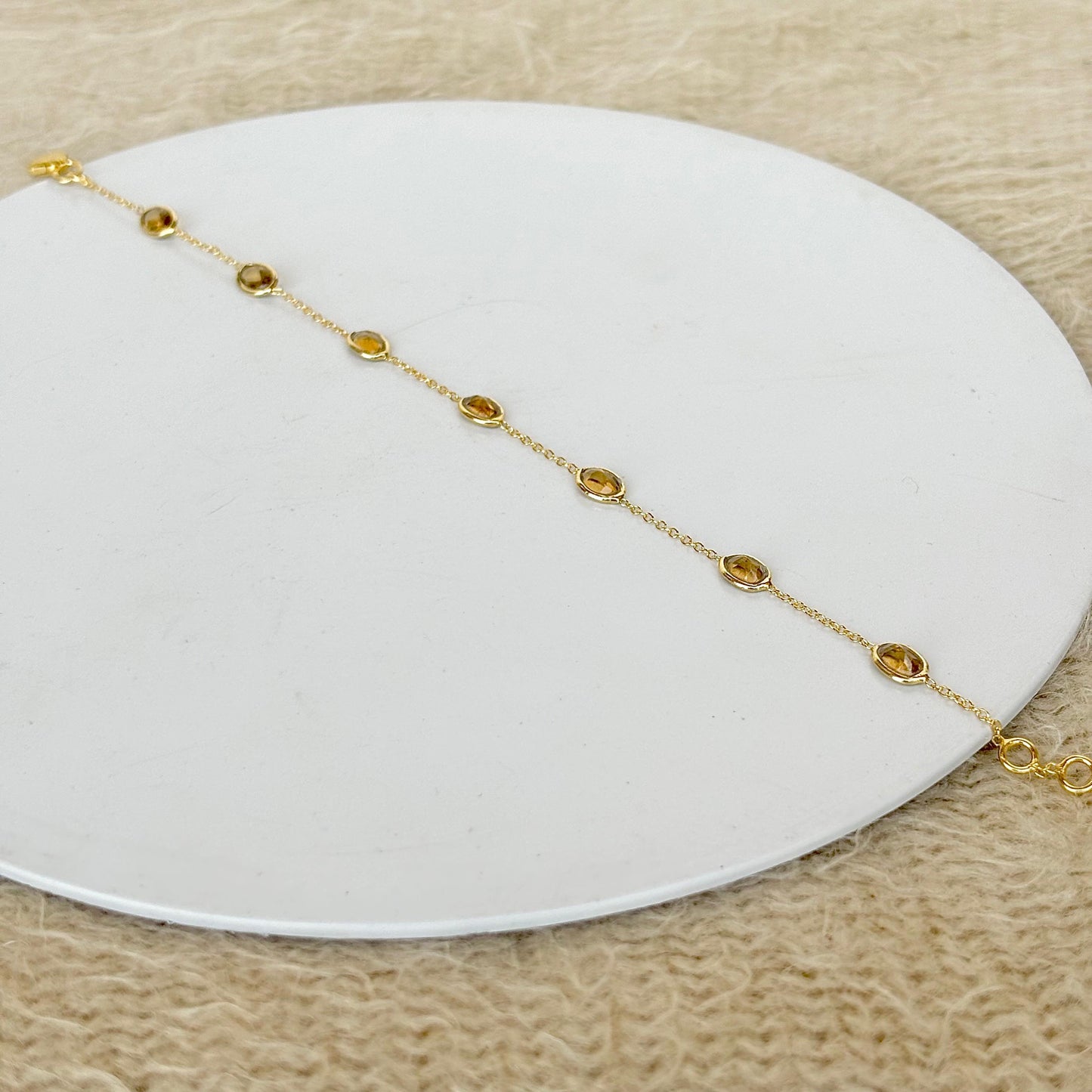 925 Pure Silver Natural Citrine Bracelet