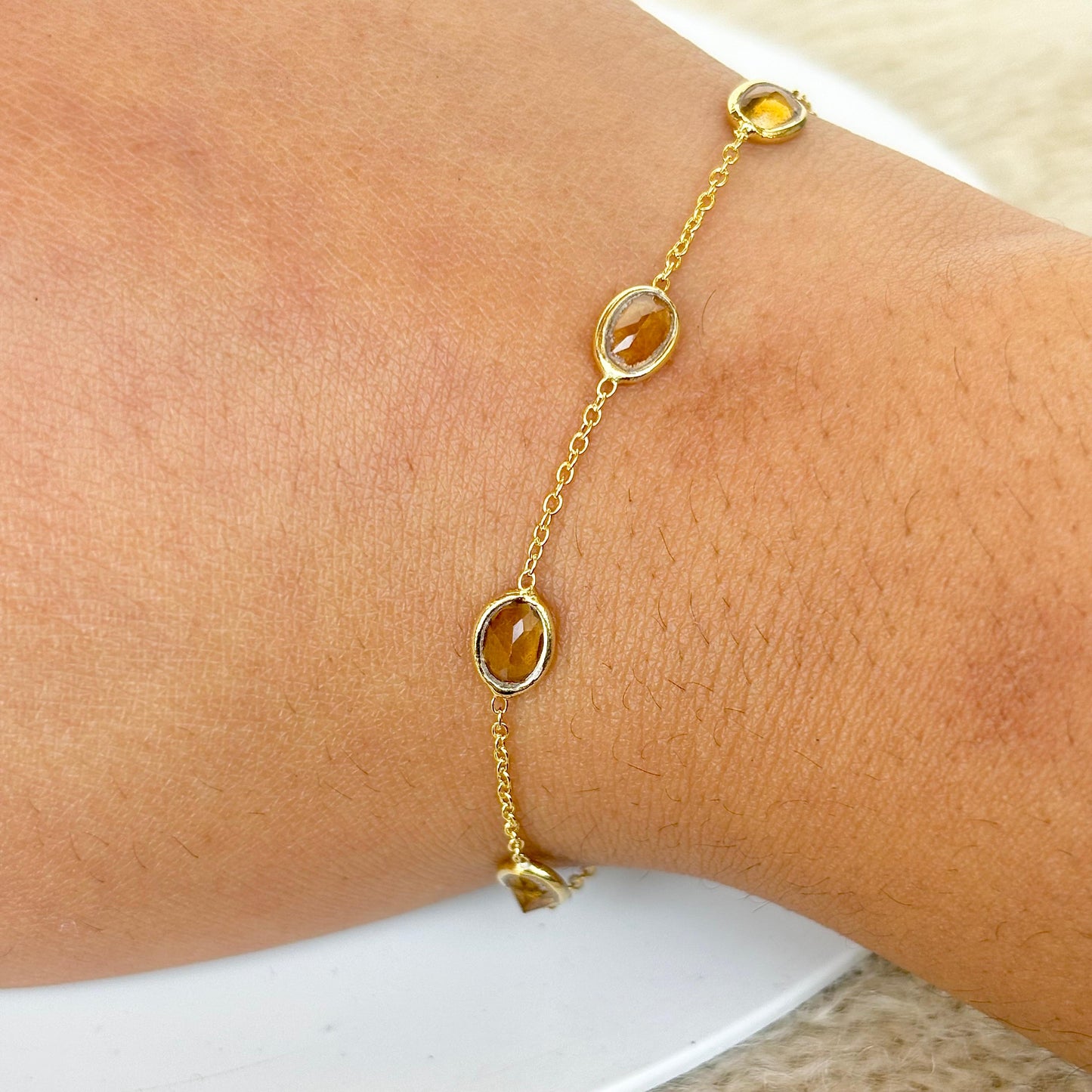 925 Pure Silver Natural Citrine Bracelet