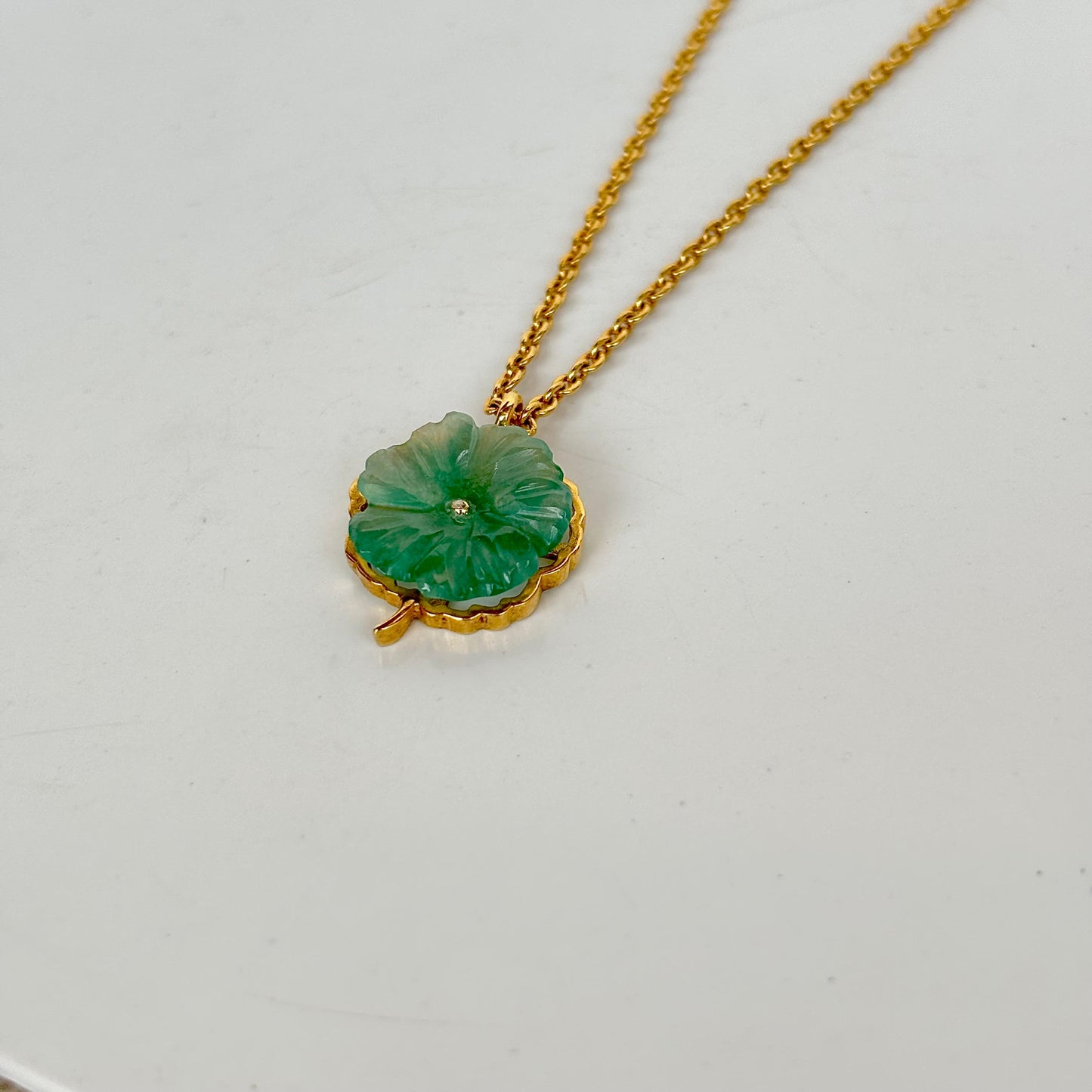 Natural aventurine gemstone pendant in floral design