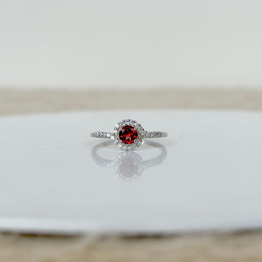 925 Pure Silver Natural Garnet Ring- January Birthstone