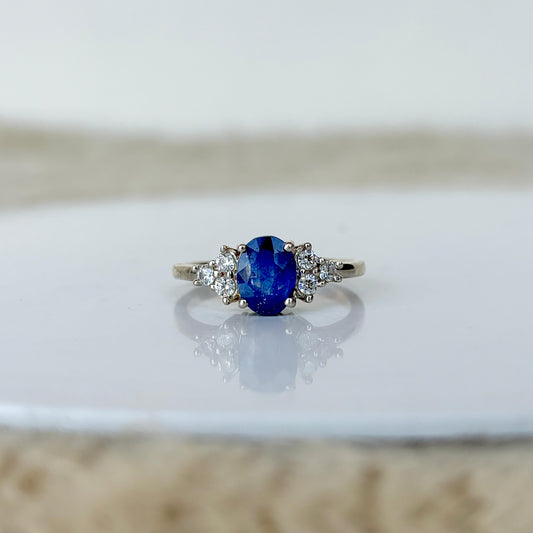 Natural Blue Sapphire Oval Cut 925 Pure SilverRing