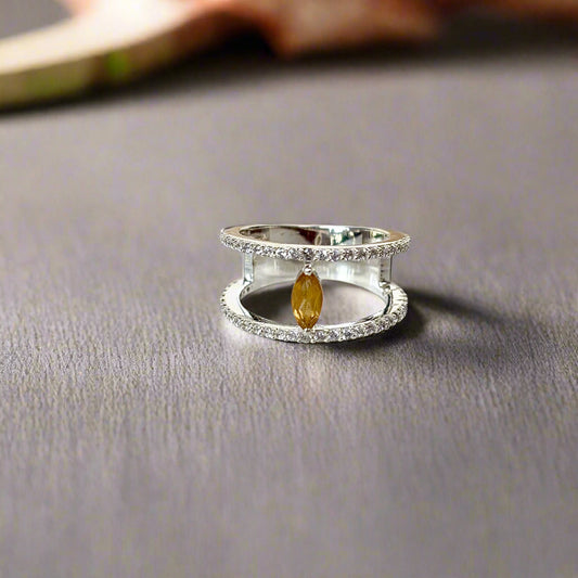 Natural Citrine 925 Silver Ring