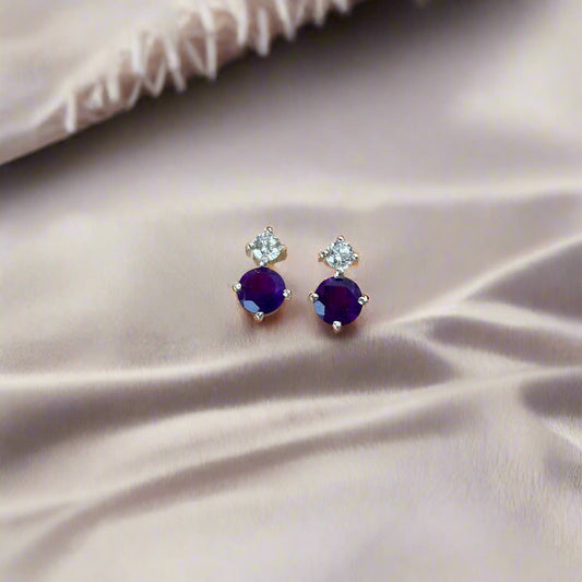 925 Silver Natural Amethyst Everyday Earrings