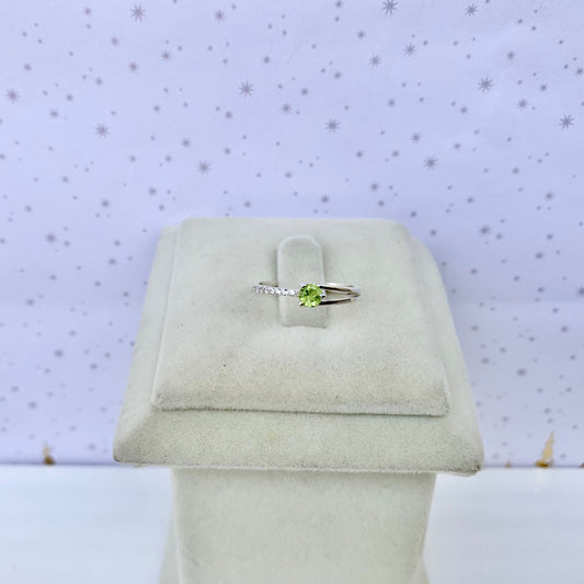 925 Silver Natural Peridot Ring- August Birthstone