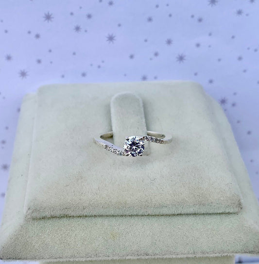 925 Pure Silver Solitire Round Gemstone Ring