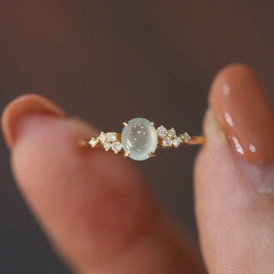 Natural Moonstone Oval Cut 925 Sterling Silver Ring Unique Gift For Her