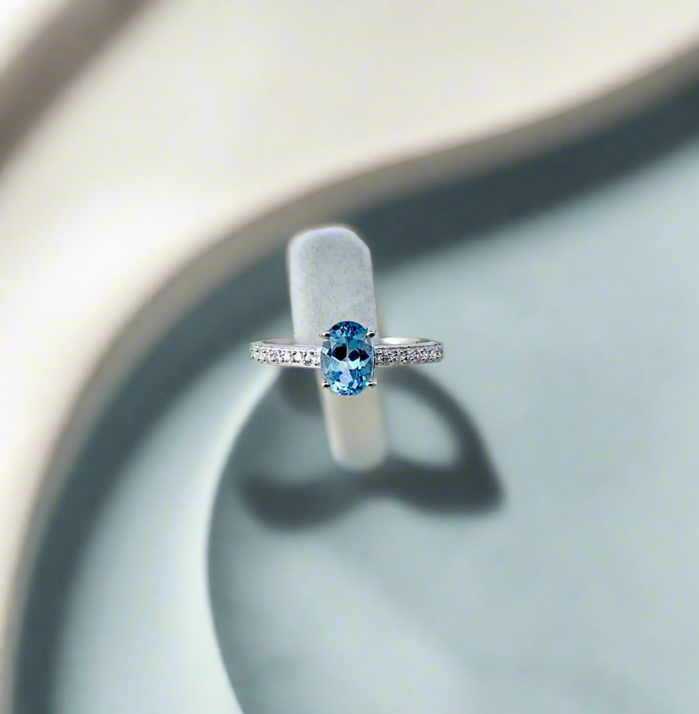Azure Elegance: 925 Silver Natural Blue Topaz Ring for Her