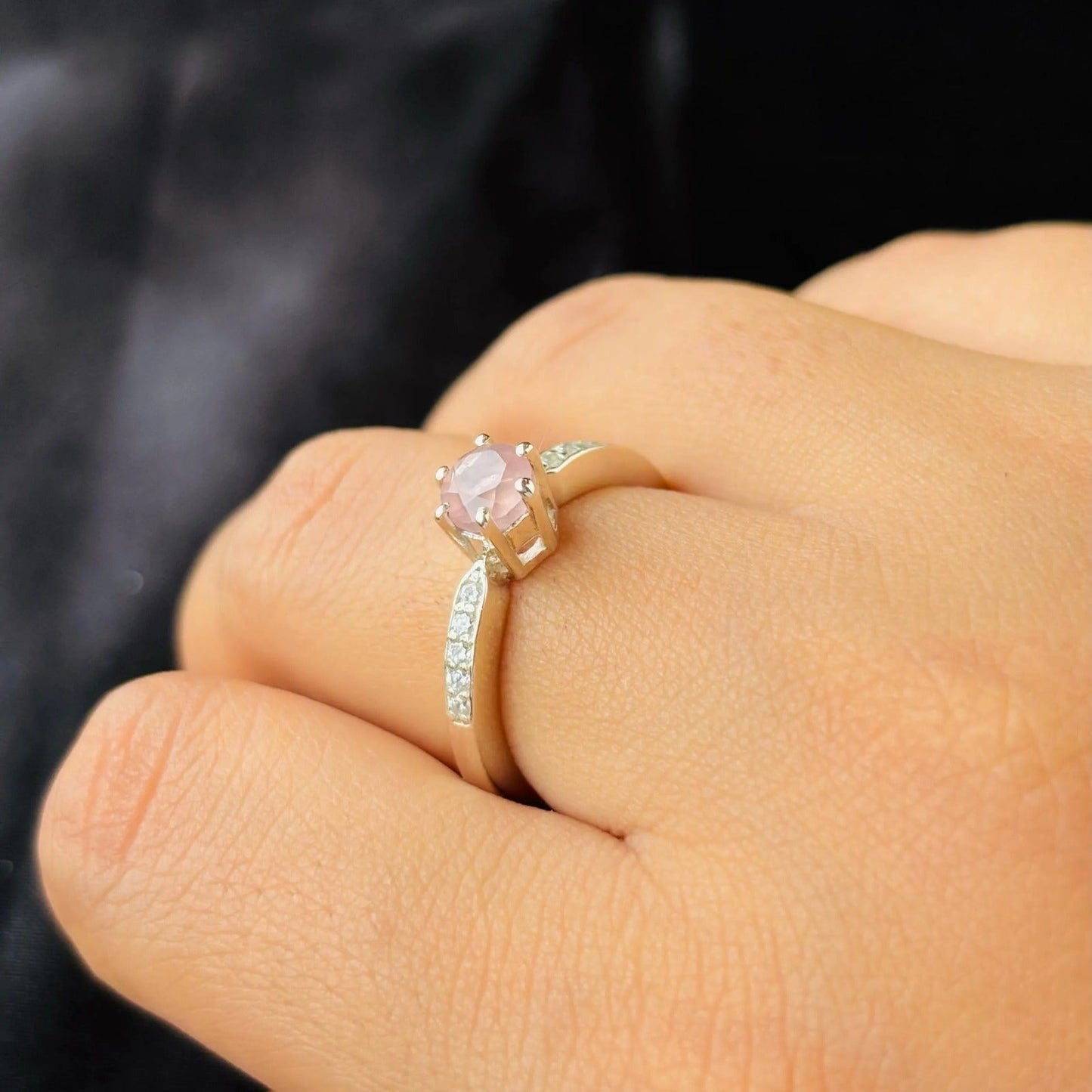 The Timeless Rose Quartz Ring-Whispers of Love