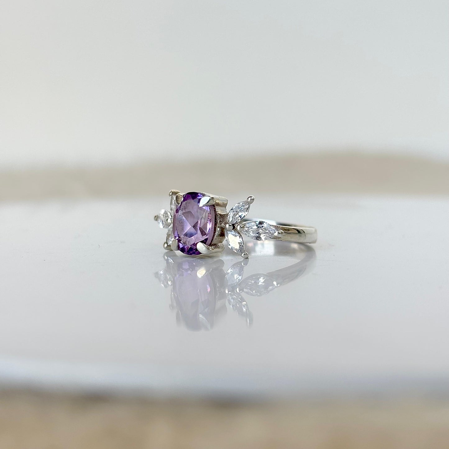 925 Silver Natural Amethyst Elegance Ring- Gift for her