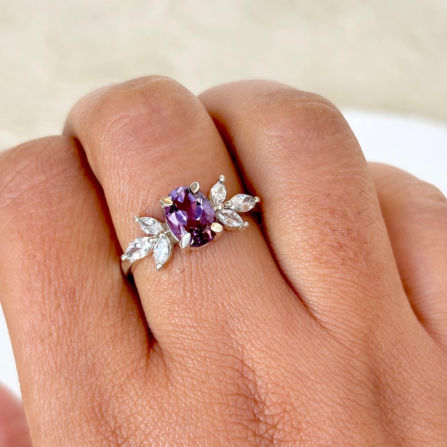 925 Silver Natural Amethyst Elegance Ring- Gift for her