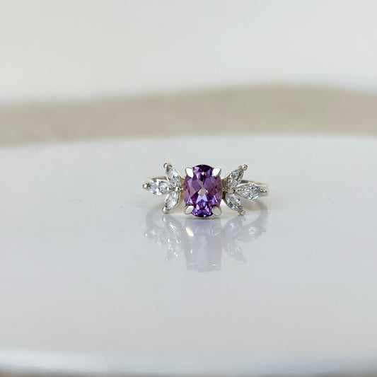925 Silver Natural Amethyst Elegance Ring- Gift for her