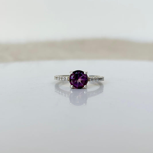 Deep Violet Majesty- 925 Silver Dark Natural Amethyst Ring