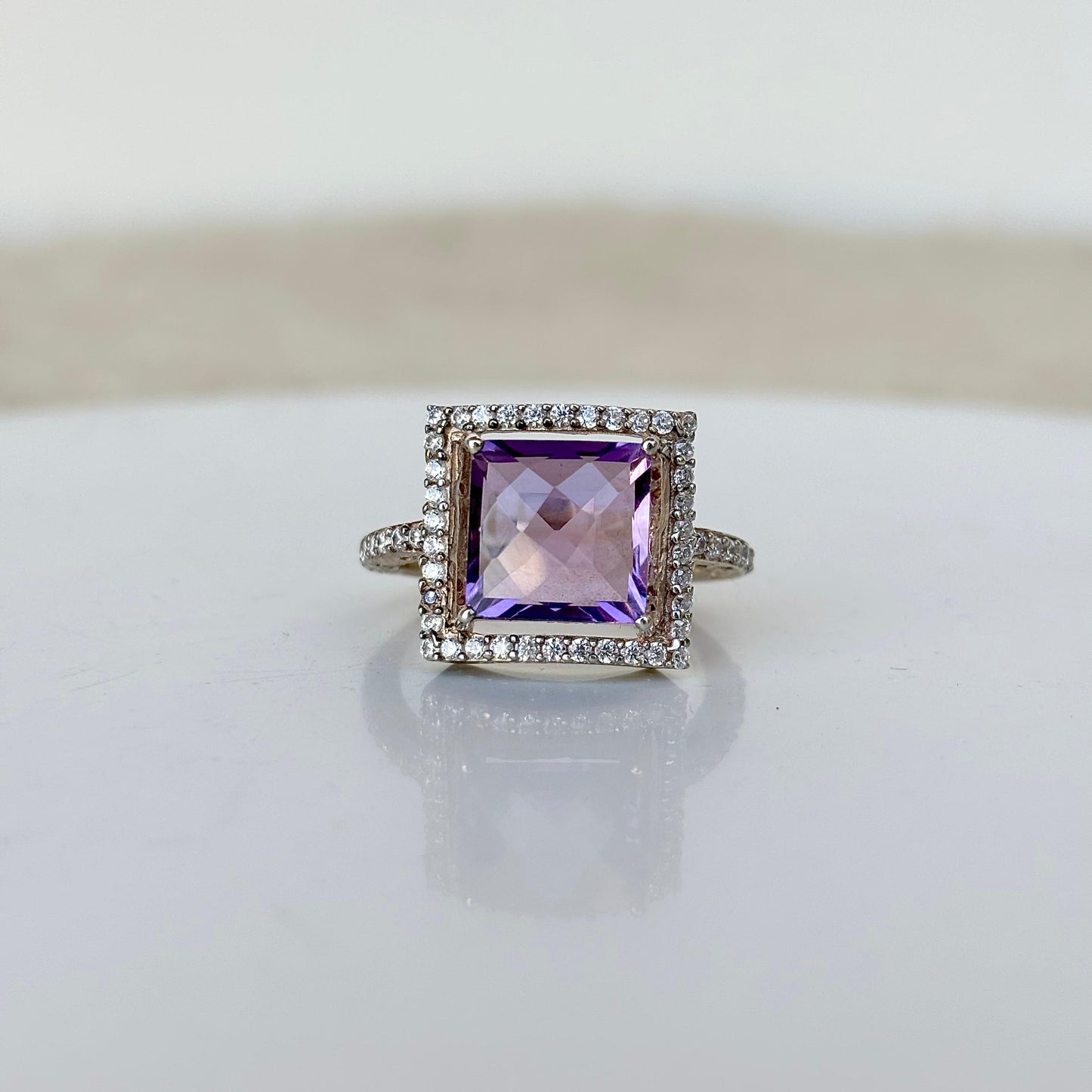 Natural Amethyst 925 Pure Silver Ring For Her