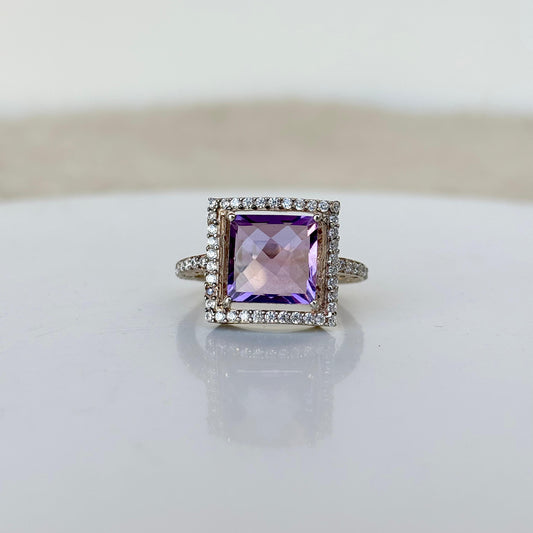Natural Amethyst 925 Pure Silver Ring For Her
