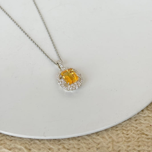 Sunlit Elegance - 925 Silver Natural Citrine Pendant Necklace
