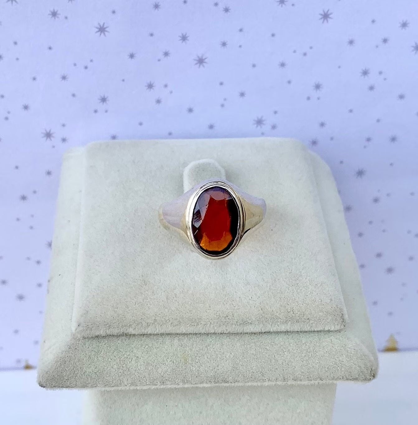 Natural Hessonite Oval Cut Solitaire Men's Ring 925 Silver Statement Ring