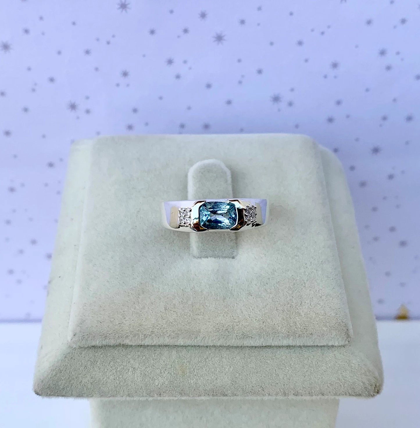 Natural Blue Topaz Octogen Cut Solitaire Men's Ring 925 Silver Statement Ring